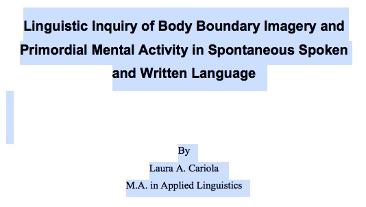 Cariola L (2015) Body Boundary Imagery and Primordial Mental Activity 