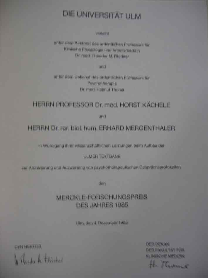 Merkle Forschungspreis 1985